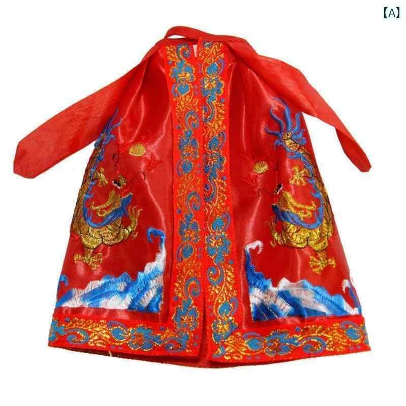 仏像 置物 マント ローブ ショール 関羽 菩薩 ドラゴン レッド ブラック ホワイト 刺繍 中国風 小さめ インテリア ディスプレイ