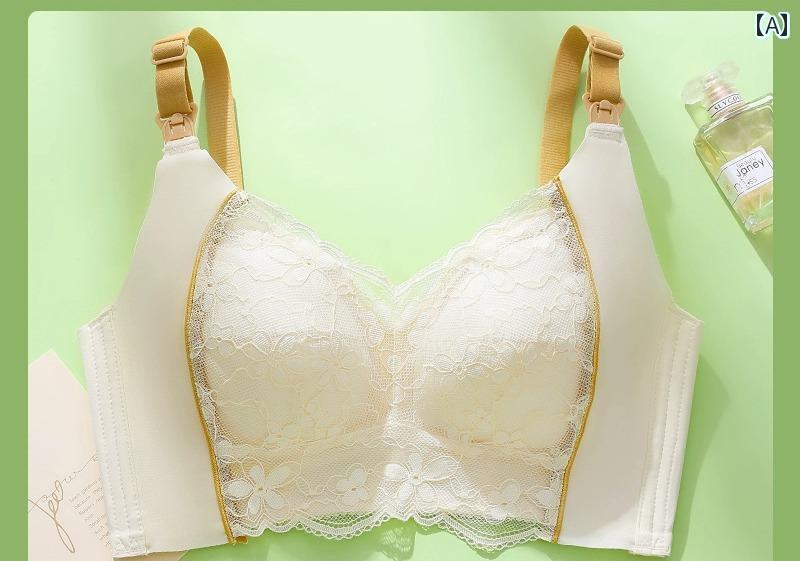授乳ブラ おしゃれ 妊娠期 ブラジャー 下着 垂れ下がり 防止 産後 薄手 快適 シームレス ピンク 緑 シャンパンカラー レース 花