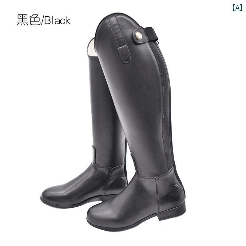 乗馬 ブーツ レディース メンズ メンズ レディース兼 レザー 滑りにくい 耐摩耗 シューズ 衣装 ブラック ファスナー ロング 通気性 快適 ラバーソール