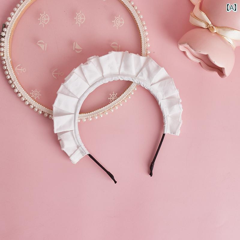 ロリータ ヘアアクセサリー 髪飾り リボン カチューシャ メイド ガーリー ヘッドバンド イベント コスプレ 衣装 かわいい シンプル 写真撮影 小物 白 黒