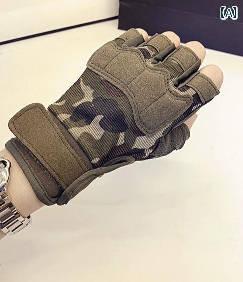 サイクリング グローブ ハーフフィンガー アウトドア フィットネス 登山 滑りにくい 耐摩耗 迷彩 黒 緑 かっこいい スポーツ マウンテン ロード バイク