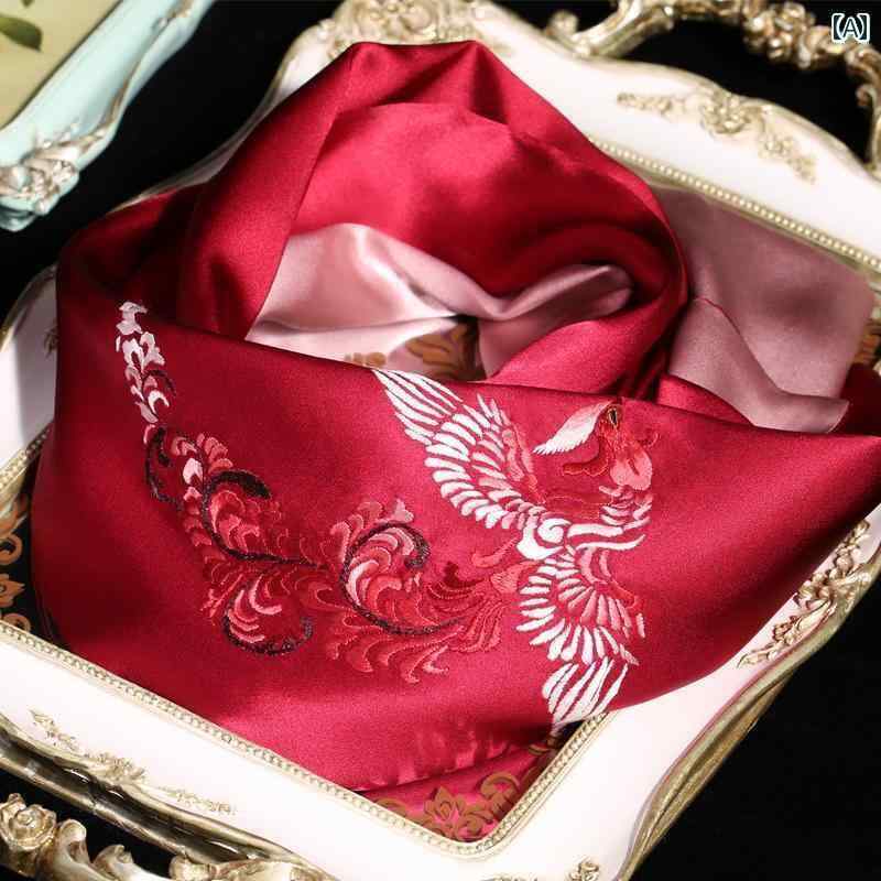 スカーフ レディース ショール 60代 ギフト シニアファッション おばあちゃん 春秋 赤 青 刺繍 敬老 母の日 誕生日 クリスマス おしゃれ