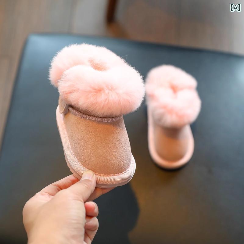 スノーブーツ キッズ 女の子 男の子 ベビー 冬 防水 滑りにくい 綿 保温 裏ボア ピンク カーキ ブラック 面ファスナー 厚手 ソフトソール 歩きやい かわいい フラット