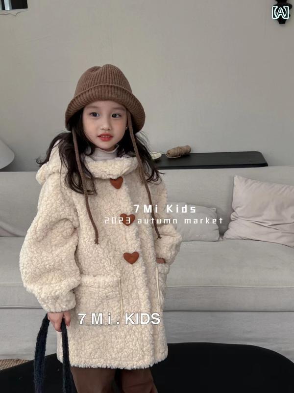 ボア厚地の外套 お嬢さん 烏兎冬 キッズ 羽織 赤ちゃん服 ボンネット ハート型 衣嚢 もこもこ 防寒 朦々たる 生あたたかい あったか ロング 愛くるしい お嬢さん 白 ベージュ 紫