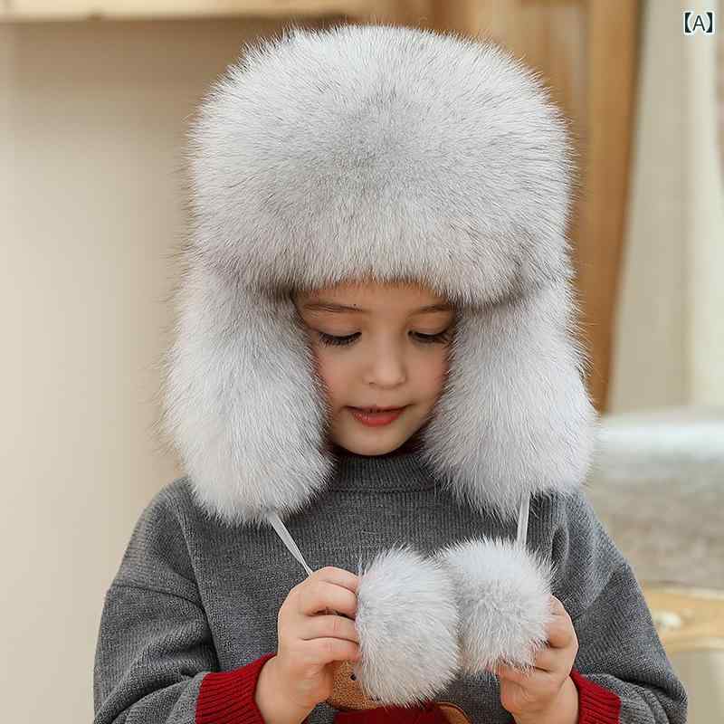 ファー 帽子 キッズ 男の子 女の子 子供 冬 防寒 暖かい 厚手 かわいい 耳あて シルバー ホワイト ピンク ポンポン