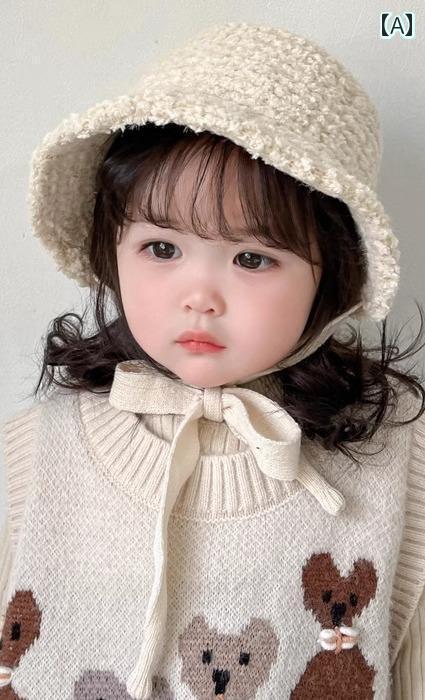 キッズ 帽子 女の子 冬 子供 男の子 アイボリー カーキ 黒 無地 紐 ボア もこもこ 防寒 暖かい 柔らかい 外遊び シンプル おしゃれ