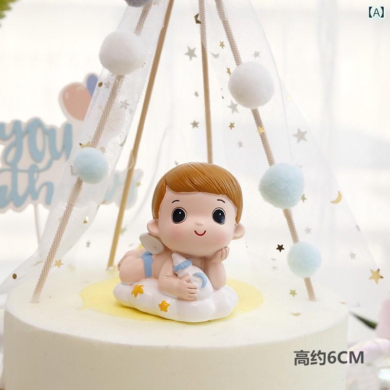 ケーキ 飾り 星 王子 誕生日 デコレーション 男の子 赤ちゃん 1歳 100日 パーティー プリンス 女の子 プリンセス バルーン 雲 青 デザート お祝い