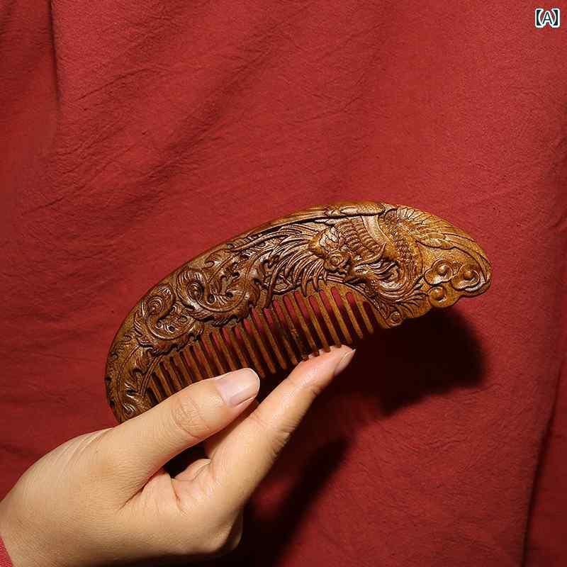 櫛 龍 鳳凰 コーム レディース レディース 生まれ落ちる日 差し上げ物 母の日 木 差し上げ物 刻みつける アンティーク レトロ 茶 オール時期 家 パウダーコンパクト 揉み療治 頭顱 髪の毛 世話をする メンズ メンズ