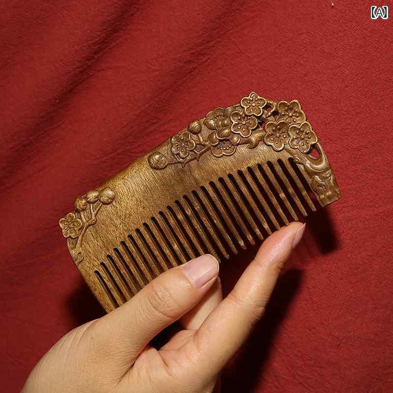 櫛 木 くし コーム ヘアケア 母の日 プレゼント レディース 桜 彫刻 頭皮 マッサージ ブラッシング 持ち運び おしゃれ 上品 繊細 |おうち健康生活