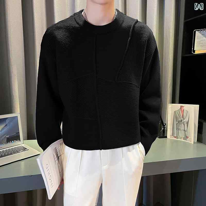 セーター メンズ ニット トップス 冬 暖かい ファッション ラウンドネック ステッチ 糸 柄 秋冬 暖かい ボトム シャツ カジュアル|おうち健康生活