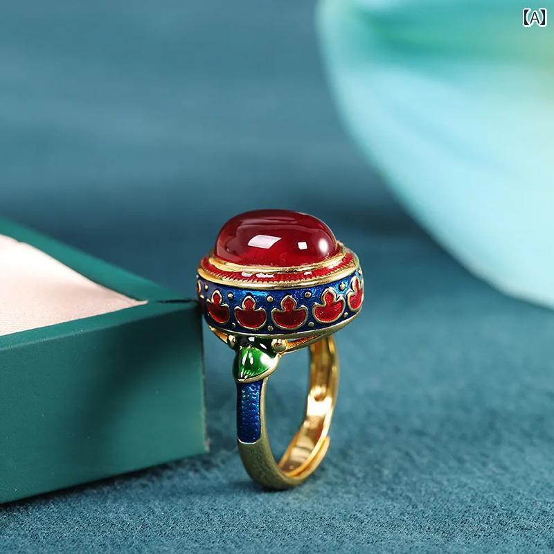 レディース 指輪 フリーサイズ フック ピアス アクセサリー シルバー925 金メッキ 調整可能 レトロ チャイナ風 エスニック おしゃれ プレゼント