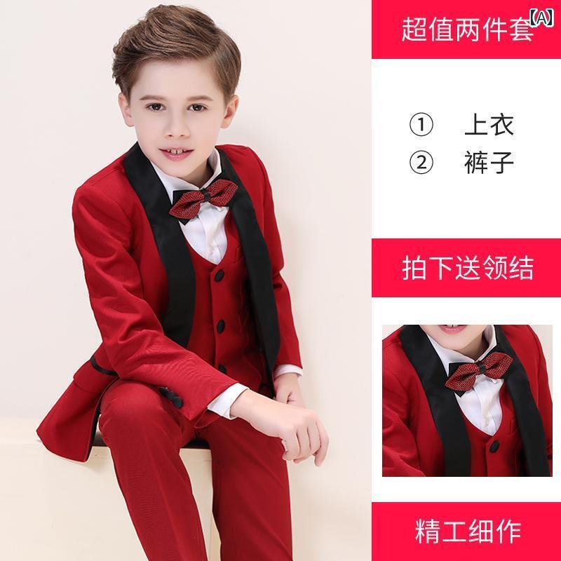 スーツ 子供 男 おしゃれ 入学 卒業 入園 卒園 式 発表会 舞台 パフォーマンス 衣装 キッズ ファッション 男の子 韓国 ブラック ホワイト レッド シンプル｜おうち健康生活