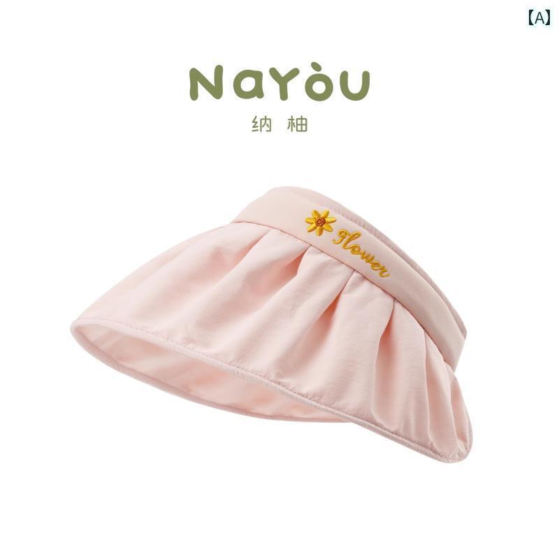 キッズ サンバイザー かわいい 帽子 女の子 日よけ 紫外線対策 夏 レジャー つば広 UV ピンク 紫 黄 花柄 イチゴ シンプル 4,885円