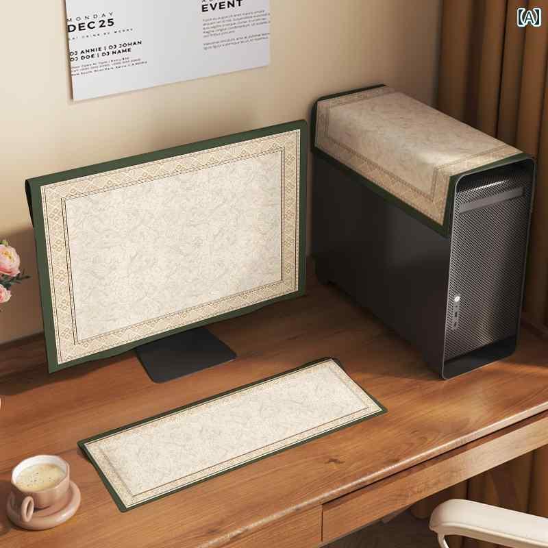 パソコン モニター カバー ほこりよけ ディスプレイ PC デスクトップ 汚れ防止 保護 防塵布 フランネル クロス キーボード 本体 セット おしゃれ