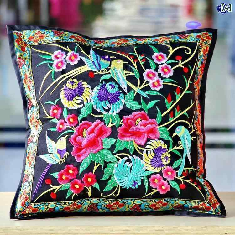 楽天市場】クッションカバー インテリア 生活雑貨 刺繍 刺しゅう 花柄