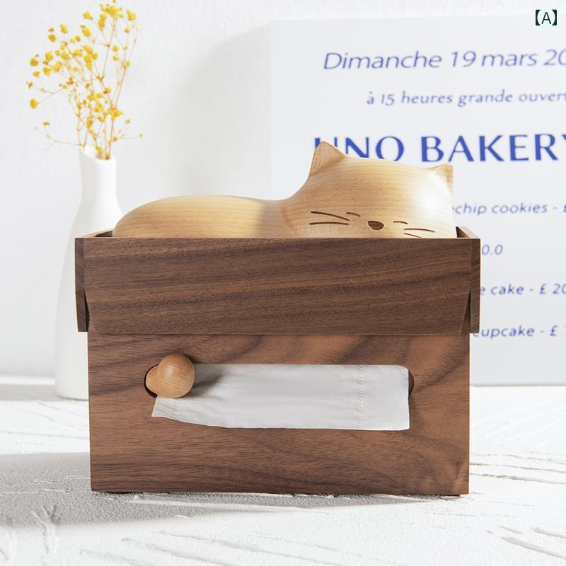 ティッシュケース 木 ボックスカバー 卓上 収納 ナプキン ペーパー入れ インテリア 雑貨 リビング 寝室 新生活 プレゼント かわいい 長方形 無垢材 猫 鳥 モンスター