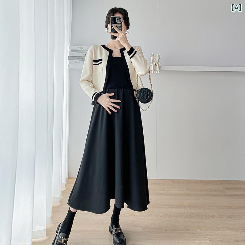 マタニティ 衣装 好いたらしいめ 大きめ大いさ 編み物 ミモレ丈 ジレー 長袖 ノースリーブ 貯蔵タンク ラウンドのど首 ゆったり 縛 体型押しかぶせる トップス スコート 羽織り 仕掛ける 時間 女子らしい お姉さん会 お呼ばれ 杏 黒いこと マタニティ・ママ用品-ワンピース