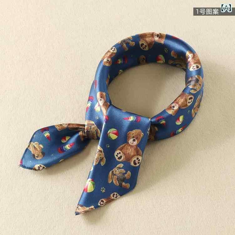 キッズ スカーフ ベビー 男の子 女の子 大人 春秋 スタイ 襟巻 ヘッドバンド 光沢 薄手 柔らかい 滑らか 防風 通気性 正方形 お揃い 親子コーデ お散歩 旅行 かわいい クマ イカリ クジラ