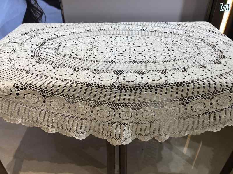 レース編み テーブルクロス クロシェ ヨーロッパ 刺繍 四角 楕円形ダイニング リビング 寝室 食卓 チェスト ソファー カバー 防塵 シンプル おしゃれ 白 チェック|おうち健康生活