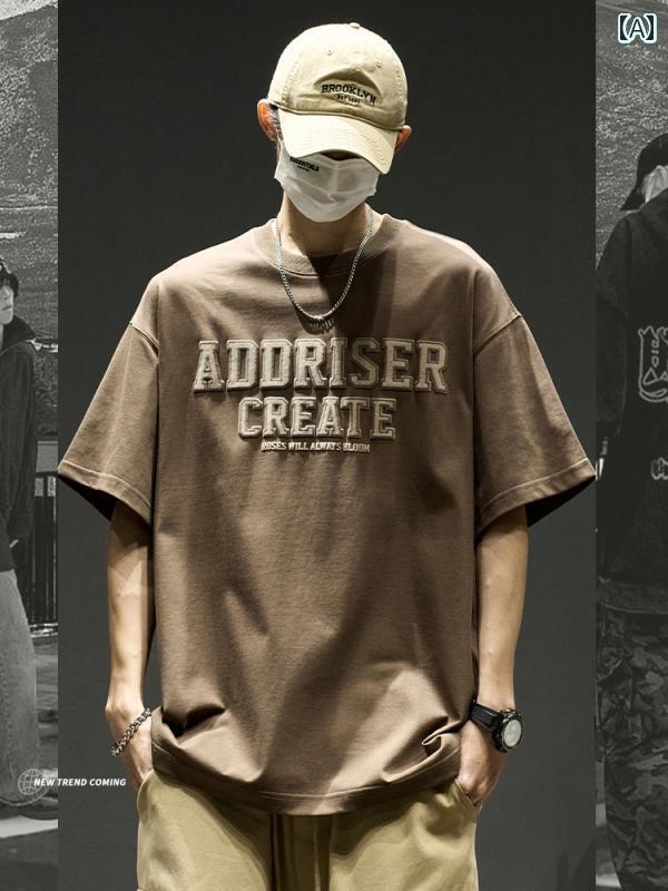 tシャツ メンズ 半袖 大きめサイズ ゆったり 五分袖 ラウンドネック ドロップスリーブ トップス 夏 上下セット ハーフパンツ ポケット 茶 赤 カーキ カジュアル 英文字プリント 6,654円