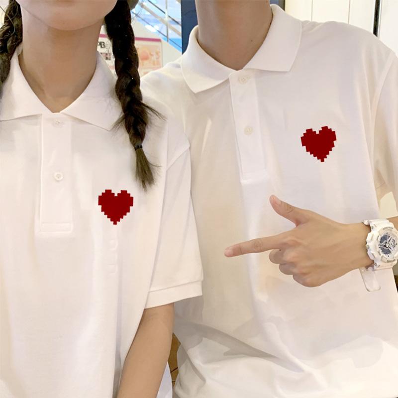 ポロシャツ カップル ペアルック 半袖 Tシャツ セットアップ 結婚記念日 フォトウェディング 新婚旅行 普段使い 春夏 トレンド ゆったり コットン ストレッチ 着心地が良い