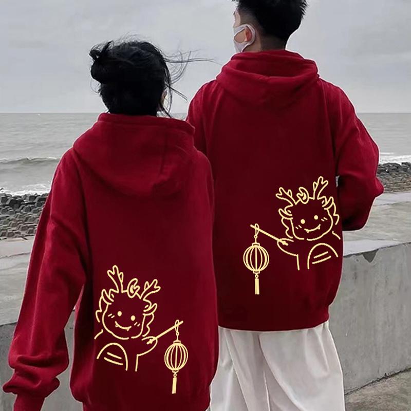 パーカー 男女兼用 恋人同士や友人とのお揃いに 秋冬向け 高級感 ワインレッド ゆったりとしたサイズ感 長袖 綿混 韓国風 通勤 普段使いに｜おうち健康生活