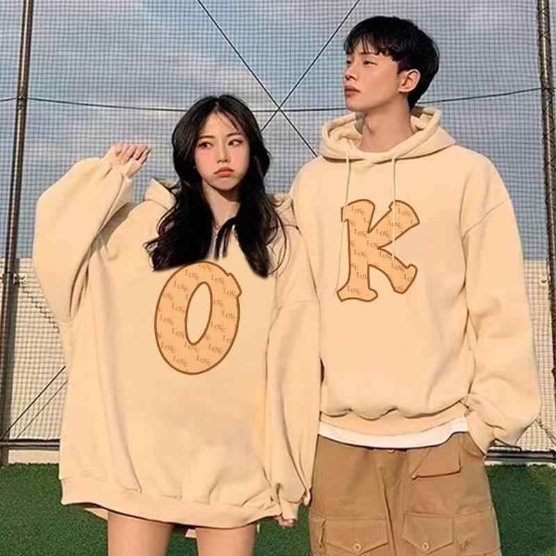 パーカー カップル お揃い メンズ レディース ゆったり大きめ フード付き OKロゴプリント 高級感 個性的 綿混 ゆったり ストリート カジュアル 春秋冬 トップス 7,356円