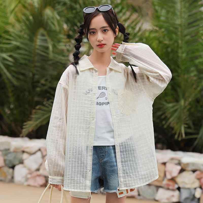 カーディガン 女の子 ジュニア ガールズ 学生 学校用 UVカット 紫外線対策 長袖 薄手 軽量 シャツ襟 POLO襟 羽織り ゆったり 春夏 通学 カジュアル 吸汗速乾 さらさら