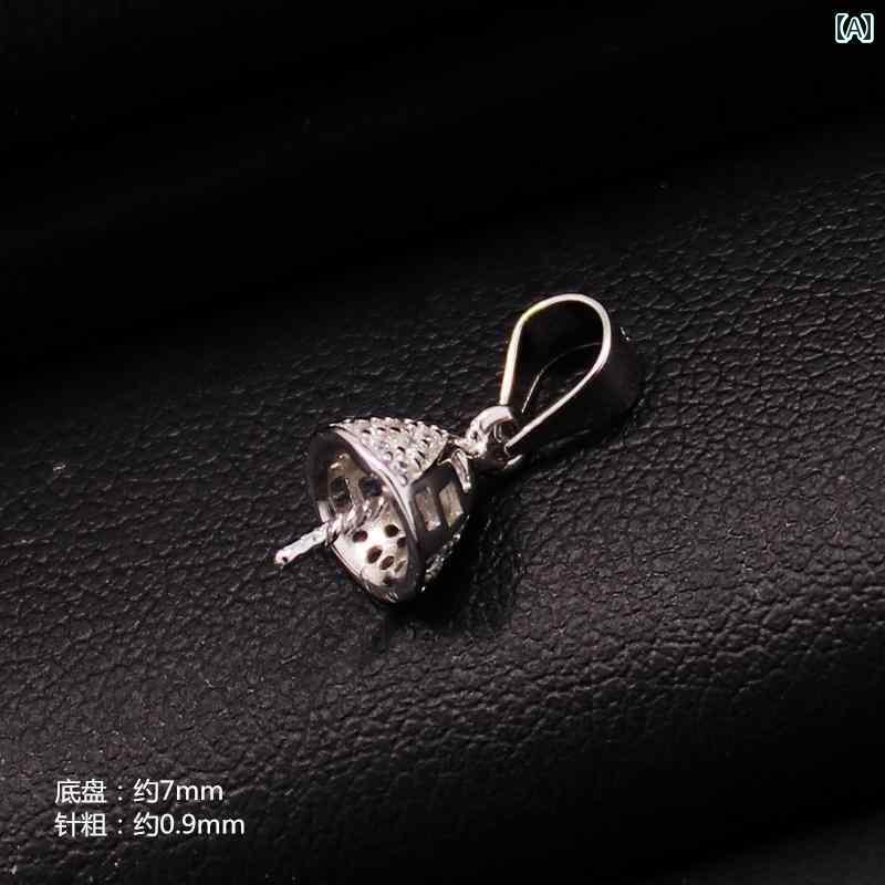 ペンダント 空枠 S925 スターリングシルバー ラウンド ビーズ ペンダント 面ファスナー レディース DIY ブルー アンバー グリーン パール 象嵌