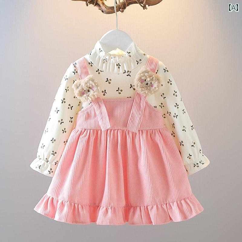 子供服 女の子 キッズ かわいい おしゃれ プリンセス 花柄 フェイク セットアップ 春秋 韓国 ベビー