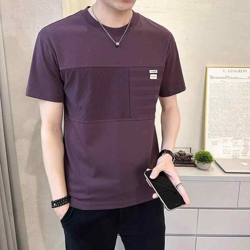 Tシャツ メンズ 半袖 クルーネック 接触冷感 切り替え 細身 トップス メンズ 夏物 吸湿速乾 カジュアル ファッション 普段使い おしゃれ