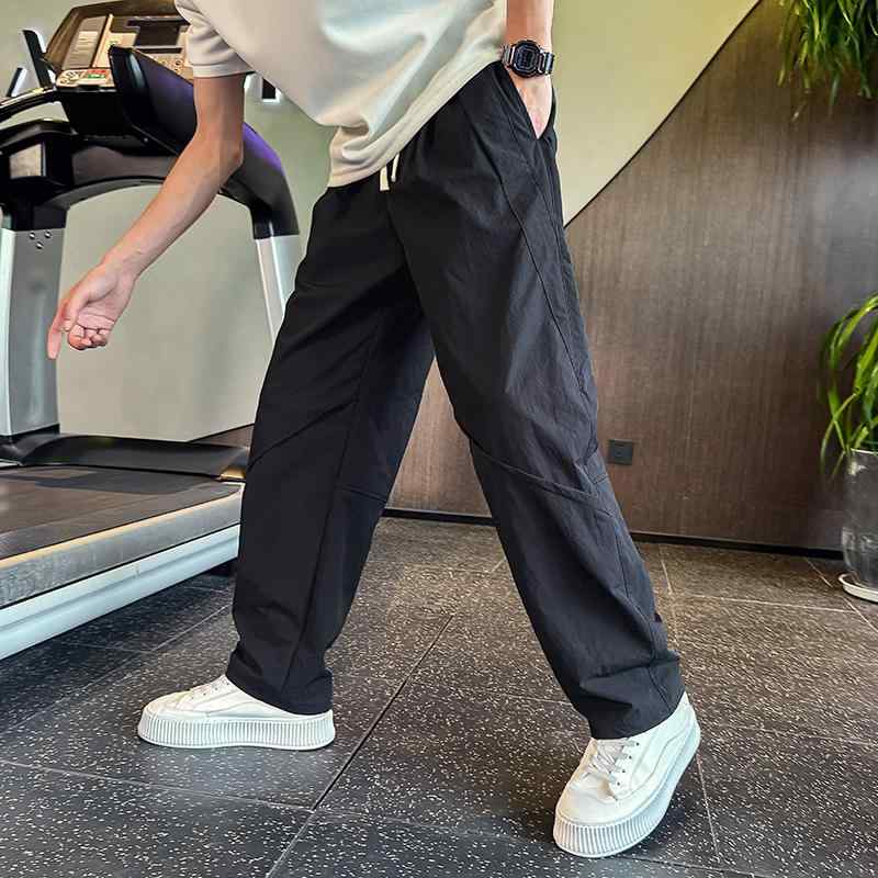 パンツ メンズ 接触冷感 速乾 ストレート ゆったりとしたデザイン 春夏 高級感 黒 カジュアル 普段使い ポリエステル わずかな伸縮性 通気性