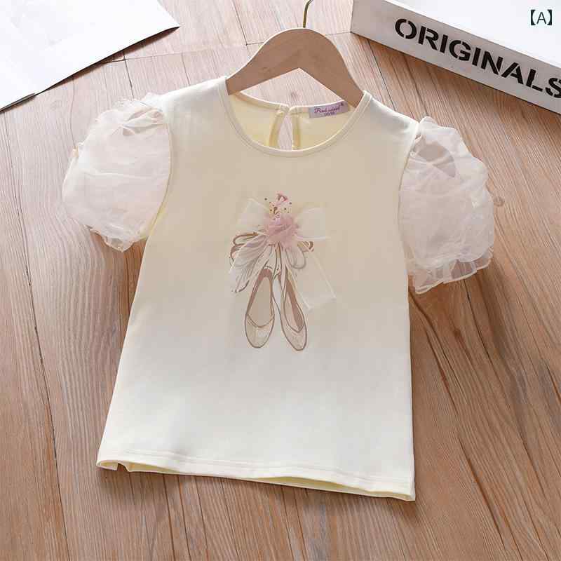 トップス キッズ 女の子 夏 かわいい カジュアル ベージュ 服 子供 薄手 涼しい 涼しい 涼しい 涼しい Tシャツ 赤ちゃん 半袖 プリンセス シャツ