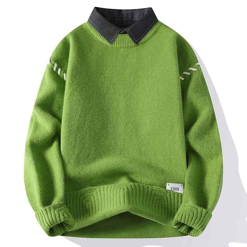 セーター メンズ 男性 秋冬 ハイネック モックネック プルオーバー 長袖 ニット 厚手 細身 シンプル トレンド ファッション カジュアル 普段使い