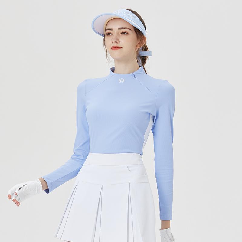 長袖Tシャツ レディース ゴルフウェア 秋冬 スリムフィット UVカット 吸湿速乾 インナー 高級感 ブラック ブルー ピンク系|おうち健康生活