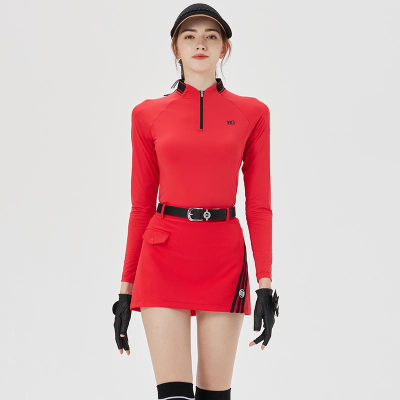 ゴルフウェア レディース 長袖トップス 秋冬 スポーツ おしゃれ カットソー 女性用 カジュアル ラウンドシーン ブラック ホワイト レッド|おうち健康生活