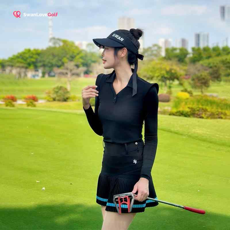 ゴルフウェア レディース 夏用 接触冷感 吸湿速乾 軽量 Vネック 襟付き 長袖Tシャツ 通気性 ミニスカート ショート丈 セットアップ スポーツウェア｜おうち健康生活 11,251円