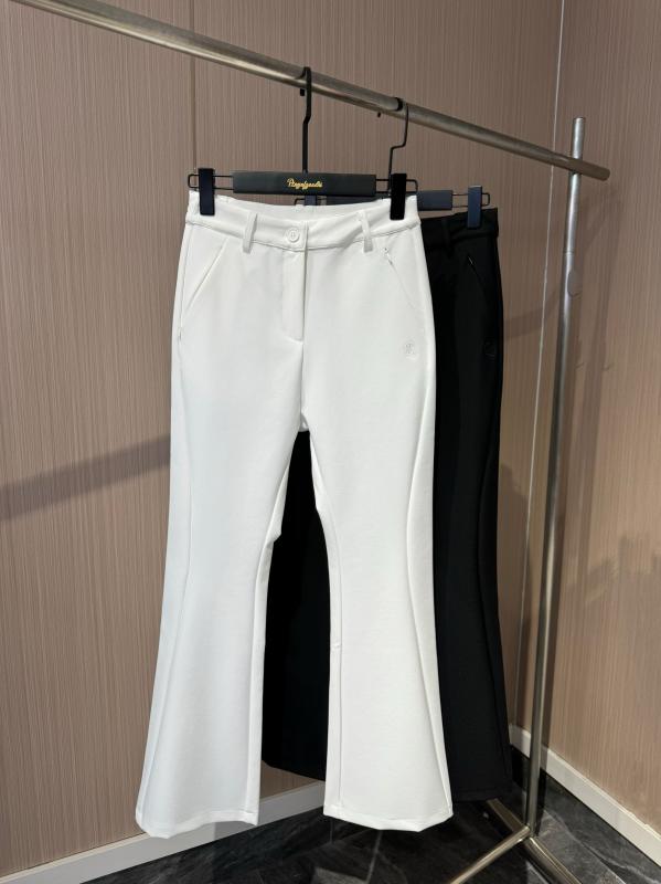 ゴルフパンツ レディース 秋冬 裏起毛 保温 暖かい セミフレア ロング丈 細見え 美脚 スタイルアップ ブラック ホワイト