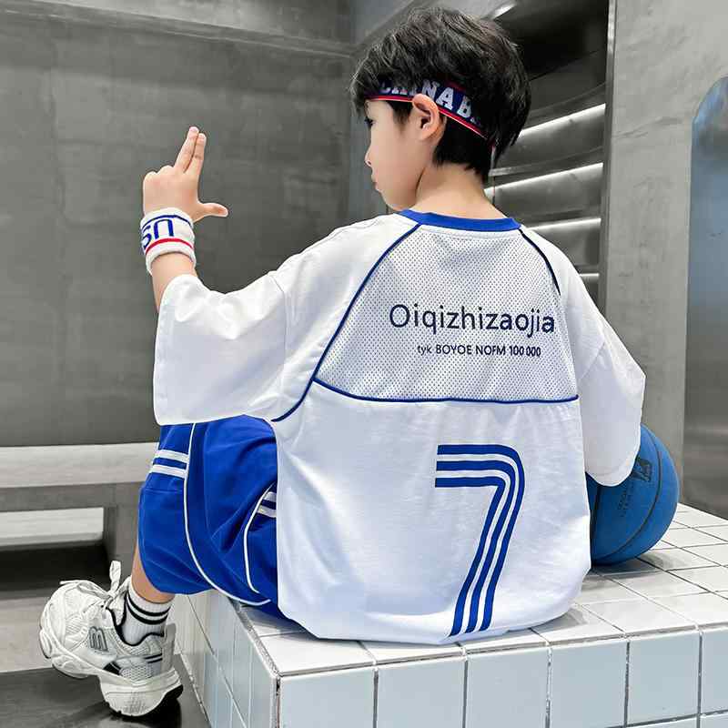バスケットボールウェア キッズ 男の子 ジュニア 夏用 半袖 Tシャツ ショートパンツ 上下セット 薄手 軽量 スポーツ 普段使い 運動着 涼しい かっこいい
