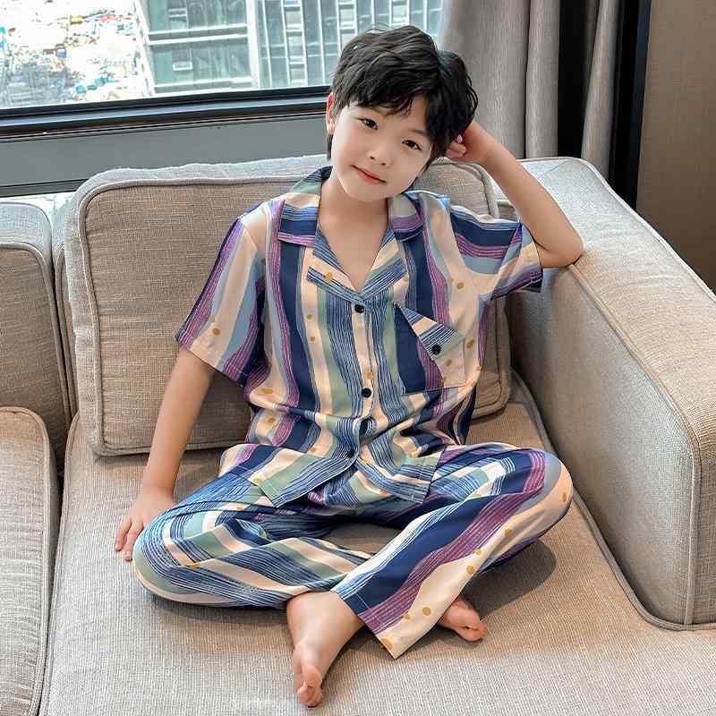 パジャマ・部屋着 男の子向け 接触冷感 半袖 上下セット 薄手 軽量 寝巻き 春夏 長ズボン 通気性 快適 普段使いにも