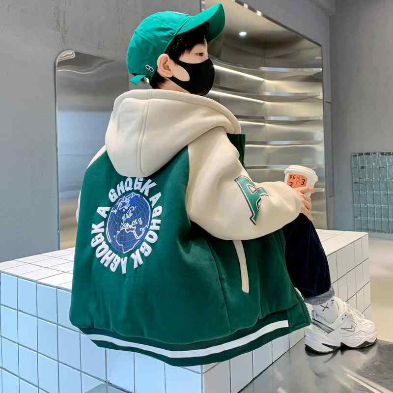 ジャケット 男の子 キッズ ジュニア 春秋 フード付き ジップアップ ブルゾン アウター 無地 カジュアル ストリート 通学 普段使い