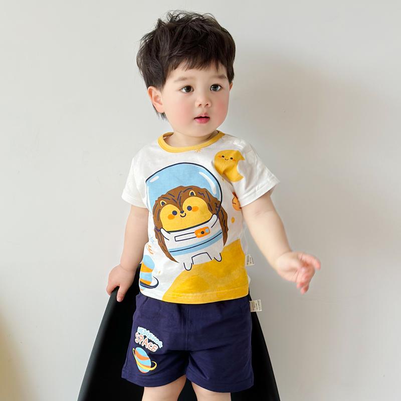 男の子 ベビー キッズ 幼児 半袖 Tシャツ 短パン 上下セット 夏 今どきのお洒落な やんちゃ かっこいい おしゃれ 流行の 薄手 綿 100% キャラクター カジュアル