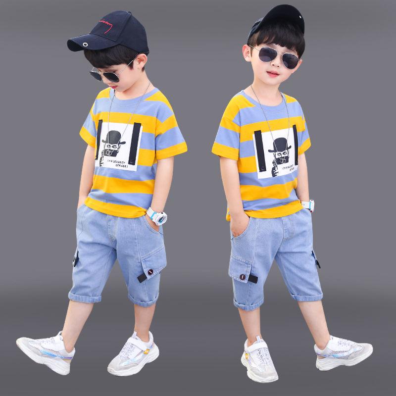 セットアップ 男の子 キッズ 子供 半袖 Tシャツ トップス ショートパンツ ハーフパンツ 綿 コットン 薄手 軽量 通気性 涼しい カジュアル おしゃれ かっこいい 春夏 ストライプ