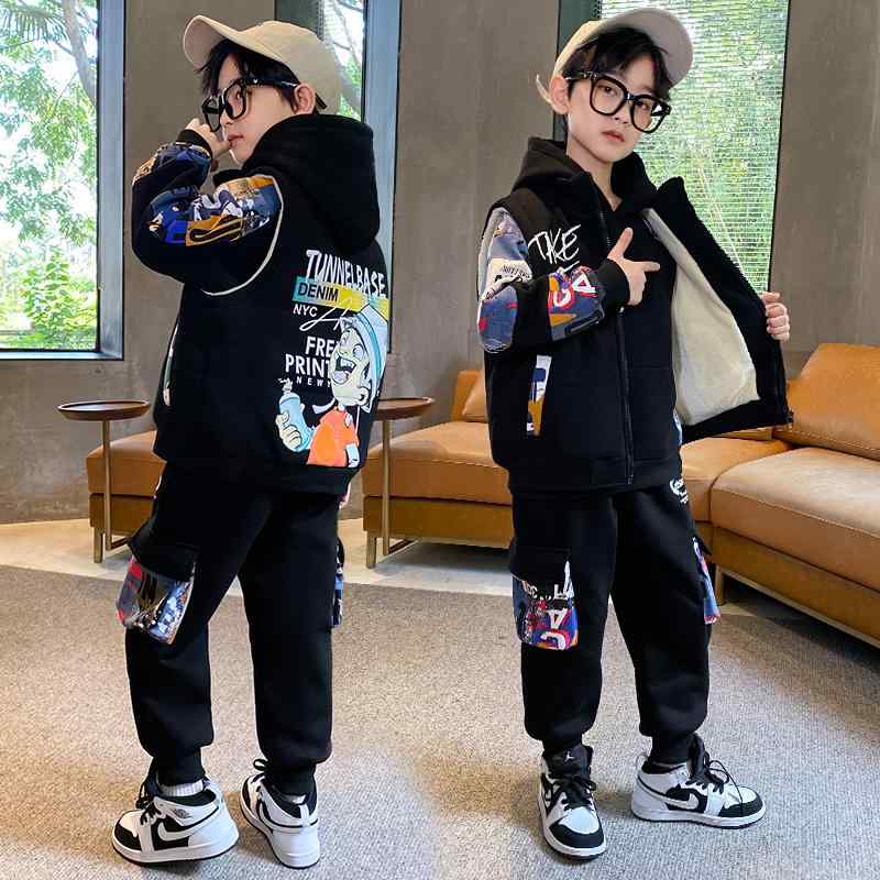 流汗 上下仕かける 御坊っちゃん 小わっぱ 裏起毛 3点仕かける 朦朦たる 綿 生あたたかい 秋冬 普段使い走りの 普段着 通学 お部屋着 キッズ・ベビー・マタニティ-キッズファッション-その他