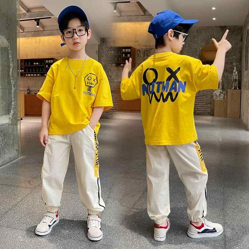 スポーツウェア 男の子 子供用 夏物 半袖 Tシャツ ハーフパンツ 上下セット 綿 コットン 薄手 韓国風 おしゃれ カジュアル 汗をかいても乾きやすい 普段使い 部屋着