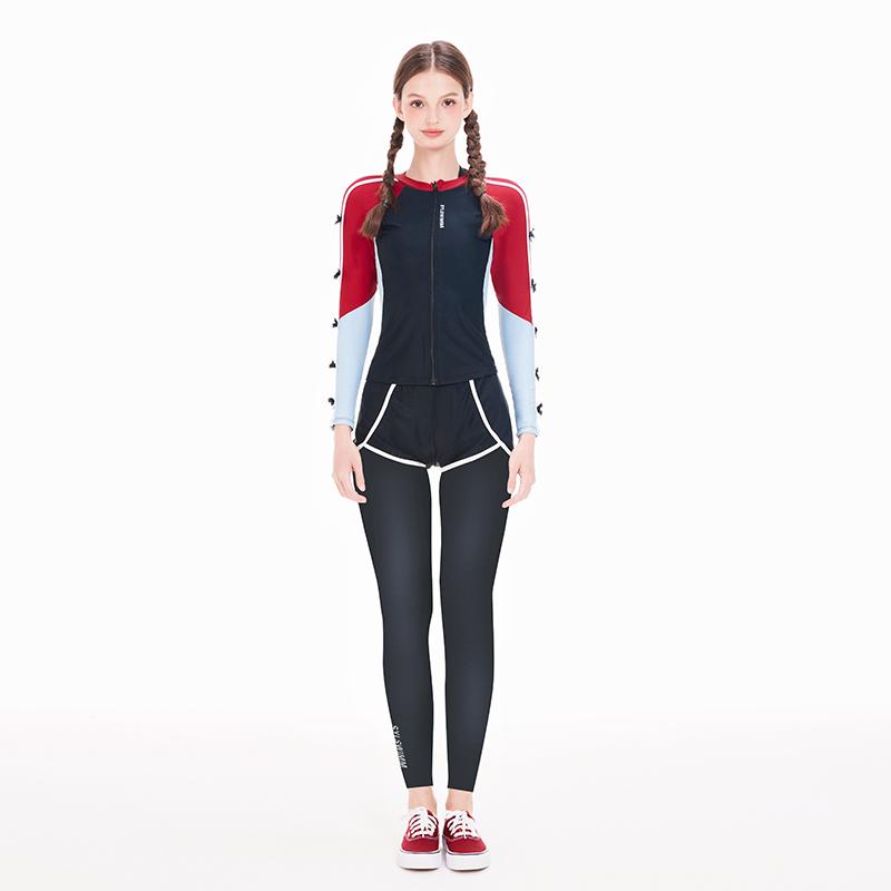 水着 女性用 セパレート 体型カバー カバーアップ 長袖 長ズボン UVカット スポーツ プール 海 マリンスポーツ 春夏 ナイロン ワイヤーなし カップ付き