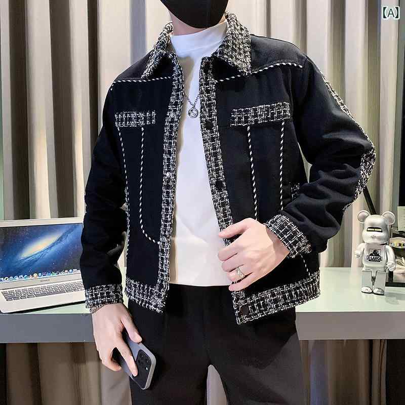 アウター メンズ カジュアル おしゃれ ステッチ スリム ジャケット ファッション トップス 春秋 韓国 ショート ジャケット