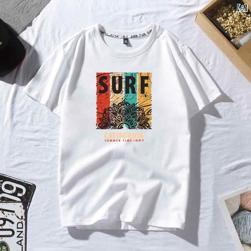 メンズ トップス カジュアル ファッション おしゃれ Tシャツ 半袖 大きめサイズ 綿 カップル 半袖 Tシャツ 手紙