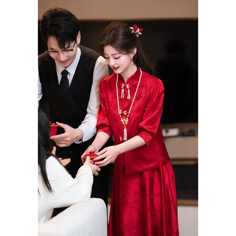 瀬戸もの御召しもの 妊婦さん向け 大層らしい大きさ フォーマル 上下書き割り 華燭の典 交歓会 二次会 寄り合い御召しもの お呼ばれ ロング丈 A伝達ルート 提燈衣袂 立ち襟 ご機嫌酉の方角 体型取りまかなう ブドウ酒赤いこと 春夏 ポリエステル 雅びやか レトロ風
