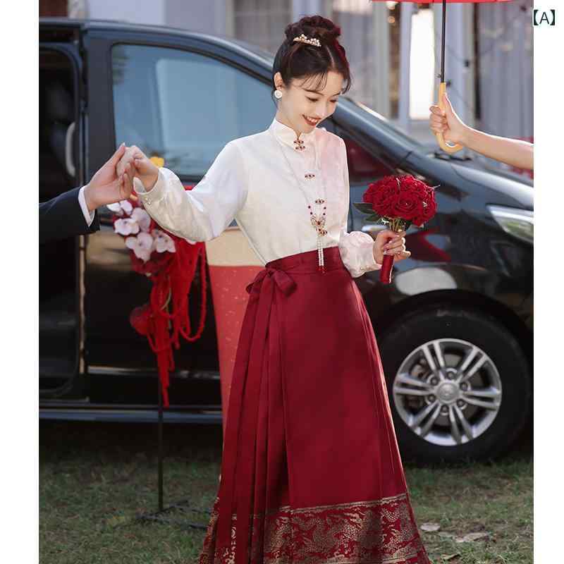お召しもの レディース 御芽出度 交歓会 花嫁御寮 礼服 御芽出度 フォーマル 中華風 中国言い慣わしの筋目スコート セットアップ 長袖 立襟 ロング丈 A生産ライン 御前上等感 ぶどう酒赤いこと ボルドーワイン 秋冬 レトロ パール飾りつけ